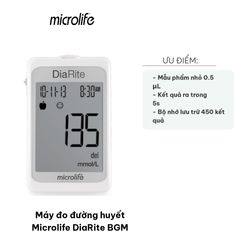 Máy Đo Đường Huyết Microlife DiaRite BGM - Thiết Bị Kiểm Tra Đường Huyết Tại Nhà Chính Xác Nhanh Chóng Trong 5 Giây