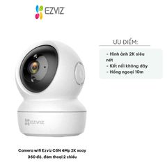 Camera WiFi Ezviz C6N 4MP 2K Xoay 360 Độ - Thiết Bị An Ninh Đàm Thoại 2 Chiều, Giám Sát Thông Minh, Bảo Hành 1 Năm