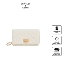 Túi Charles & Keith Quilted Push-Lock Clutch CK2-70160093-3 Cream
