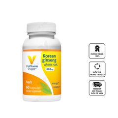 Viên uống The Vitamin Shoppe Korean Ginseng Whole Root 648mg