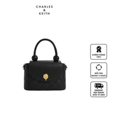 Túi nữ Charles & Keith  Round Quilted Top Handle Bag CK2-50701207-1 Black