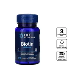 Viên uống Life Extension Biotin 600mcg hỗ trợ làm đẹp da và tóc