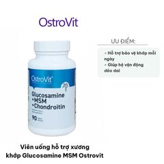 Viên uống hỗ trợ xương khớp Glucosamine MSM Ostrovit - Bổ sung 1000mg Glucosamine, 600mg MSM cho xương khớp khỏe mạnh, 90 viên/lọ