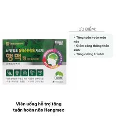 Viên uống bổ não Hengmec - Hỗ trợ tăng tuần hoàn máu não, cải thiện trí nhớ, giảm căng thẳng, 200 viên