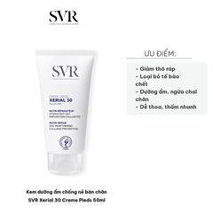 Kem Dưỡng Ẩm Chống Nẻ Bàn Chân SVR Xerial 30 Creme Pieds 50ml - Giải Pháp Chăm Sóc Da Khô & Nứt Nẻ, Chứa Ure 30% và Vitamin B5