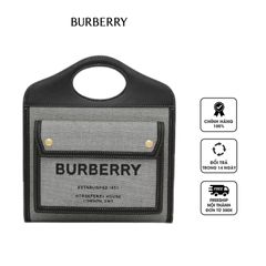 Túi Burberry Mini Tri-tone Cotton Canvas and Leather Pocket Bag 020814 màu đen