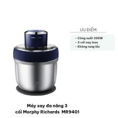 Máy Xay Đa Năng 3 Cối Morphy Richards MR9401 - Công Suất 350W, Lưỡi Dao Inox 304, Thiết Kế Thông Minh, Xay Thực Phẩm Nhanh Chóng