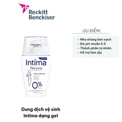 Dung dịch vệ sinh phụ nữ Intima dạng gel 200ml - pH 5.5 tự nhiên, hỗ trợ làm sạch và khử mùi nhẹ nhàng, an toàn cho mọi loại da.