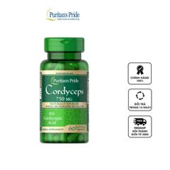 Đông Trùng Hạ Thảo Puritan's Pride 750mg - Thực Phẩm Chức Năng Tăng Cường Sức Khỏe, Hỗ Trợ Sinh Lý Nam Nữ, Phục Hồi Năng Lượng