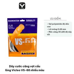 Dây Cước Căng Vợt Cầu Lông Vicleo VS-68 - Đường Kính 0.68mm, Căng Tối Đa 35 LBS, Độ Bền Cao, Nhiều Màu Sắc Thể Thao