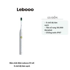 Bàn Chải Điện Lebooo S1 - 5 Chế Độ Làm Sạch Siêu Mềm, Đánh Răng Sạch Khỏe, Chăm Sóc Răng Miệng Hiệu Quả