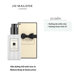 Sữa Dưỡng Thể Nước Hoa Jo Malone Body & Hand Lotion 250ml - Cấp ẩm, Mùi Hương Tươi Mát Cho Làn Da Mềm Mịn