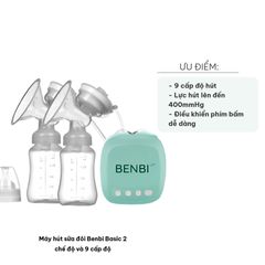 Máy Hút Sữa Đôi Benbi Basic - 2 Chế Độ, 9 Cấp Độ Hút, Thiết Kế Nhỏ Gọn, Êm Ái, Dung Tích 180ml - Thiết Bị Hỗ Trợ Mẹ Bỉm Sữa Chuyên Nghiệp