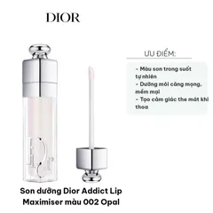 Son dưỡng Dior Addict Lip Maximizer màu 002 Opal - Dưỡng ẩm, làm căng môi tự nhiên với collagen và HA - Chất son mịn nhẹ, bóng đẹp