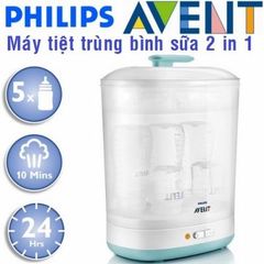 Máy Tiệt Trùng Bình Sữa Avent 2 Trong 1 SCF922/03 - Tiêu Diệt 99,9% Vi Khuẩn, Thiết Kế Thông Minh, Tiện Lợi Cho Mẹ Và Bé