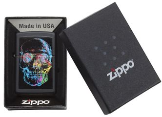 Bật Lửa Zippo Black Matte 28042 - Họa Tiết Đầu Lâu Màu Sắc Ấn Tượng, Chống Gió, Thể Hiện Cá Tính Mạnh Mẽ