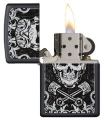 Bật Lửa Zippo Black Matte Skull 29088 - Họa Tiết Nghệ Thuật Đầu Lâu Cho Người Yêu Thích Đồ Sưu Tầm