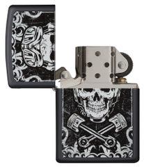 Bật Lửa Zippo Black Matte Skull 29088 - Họa Tiết Nghệ Thuật Đầu Lâu Cho Người Yêu Thích Đồ Sưu Tầm