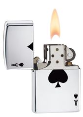 Bật Lửa Zippo Lucky Ace High Polish Chrome 24011 - Họa Tiết Quân Bài Sang Trọng, Độc Đáo, Quà Tặng Đẳng Cấp
