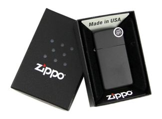 Bật Lửa Zippo Slim Black Matte 1618 - Bật Lửa Siêu Mỏng, Gọn Nhẹ Phong Cách Cổ Điển, Chống Gió, Chính Hãng Mỹ