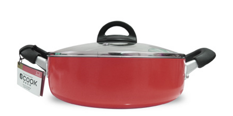 Nồi Nhôm E-Cook Deco Lock&Lock 24cm - Siêu Bền Chống Dính Dupon Teflon, Dùng Cho Bếp Gas, Điện, Từ, Hồng Ngoại (3 Màu)
