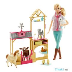 Bộ đồ chơi bác sĩ thú y trang trại Barbie Farm Vet DHB71