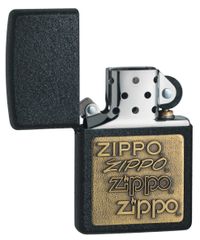 Bật Lửa Zippo 362 Brass Emblem Đen Crackle - Bật Lửa Sang Trọng Chạm Khắc 4 Hàng Chữ Vàng, Quà Tặng Chất Lượng Cao