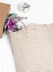 Áo Định Hình Corset 26 Xương Kép - Giúp Vòng 2 Thon Gọn, Chất Liệu Satin Mềm Mại, Be Đen, Thời Trang Nữ