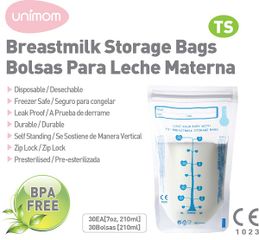 Túi Trữ Sữa Unimom TS Cảm Ứng Nhiệt 210ml - 30 Túi An Toàn, Không BPA, Dễ Dàng Sử Dụng Trong Ngăn Lạnh hoặc Ngăn Đông