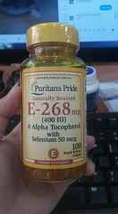 Viên uống Vitamin E 268mg với Selenium Puritan's Pride - Hỗ trợ làm đẹp, cải thiện dấu hiệu tuổi tác, 100 viên thiên nhiên