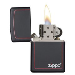 Zippo Classic Black and Red 218ZB - Bật Lửa Đen Viền Đỏ Thiết Kế Thời Trang, Ngọn Lửa Xanh Sáng, Phong Cách Nổi Bật