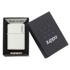 Bật Lửa Zippo Trắng Mờ 214ZL với Logo Zippo - Thiết Kế Đơn Giản, Chất Lượng Cao - Hàng Chính Hãng USA