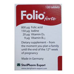 Viên bổ sung Acid Folic Folio Forte 800μg cho phụ nữ mang thai - Ngăn ngừa dị tật thai nhi, hỗ trợ phát triển khỏe mạnh