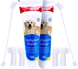 Bộ Kem Đánh Răng Bioline Dental Care Set cho Chó - Hương Bạc Hà & Cam, Giúp Vệ Sinh Răng Miệng Hiệu Quả, An Toàn Cho Thú Cưng