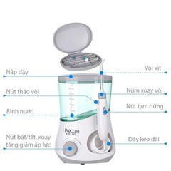 Máy tăm nước Procare KHT102 - Thiết bị làm sạch mảng bám và thức ăn thừa hiệu quả cho mọi lứa tuổi, hỗ trợ mát xa nướu
