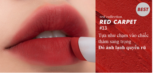 Son Thỏi Lì Romand New Zero Matte Lipstick 13 Red Carpet Đỏ Lạnh - Chất Son Mềm Mịn, Phong Cách Hiện Đại, Dành Cho Mọi Tôn Da