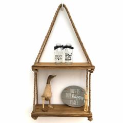 Kệ Gỗ Treo Tường Bắc Âu - Kệ Trang Trí Phòng Khách Độc Đáo Tiết Kiệm Không Gian, 40x13cm, Dây Treo Chắc Chắn