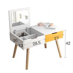 Bàn Trang Điểm Mini Màu Trắng Ngồi Bệt Chân Gỗ Sồi - Thiết Kế Hiện Đại Tiện Lợi Cho Phòng Ngủ Nhỏ Gọn