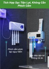 Hộp đựng bàn chải nhả kem đánh răng tích hợp đèn UV diệt khuẩn - Thiết kế nhỏ gọn, tiện lợi, khử trùng hiệu quả cho gia đình bạn