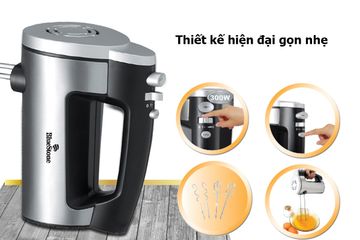 Máy đánh trứng Bluestone HMB-6333S 300W - Đồ gia dụng nhà bếp hỗ trợ 2 đầu đánh, 6 tốc độ, dễ sử dụng và vệ sinh