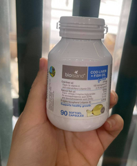 Dầu cá Cod Liver Fish Oil Bio Island – Bổ sung DHA và Vitamin A, D cho trẻ từ 7 tháng tuổi trở lên, hỗ trợ phát triển trí não và thị lực.