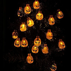 Dây đèn LED bí ngô 2,5m trang trí Halloween - 12 bóng phát sáng dễ thương, dùng pin tiện lợi cho không gian lễ hội