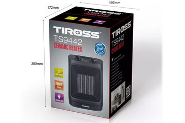 Máy Sưởi Ceramic Tiross TS9442 2000W - Tự Ngắt Khi Quá Nhiệt, Đổ Ngã, Thiết Kế Nhỏ Gọn, An Toàn Cho Gia Đình, Dùng Ở Phòng Khám, Văn Phòng