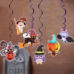 Set 6 Dây Treo Trang Trí Halloween Hình Xoắn Ốc - Trang Trí Bữa Tiệc Bí Ngô, Nhện, Dơi - Đồ Trang Trí Lễ Hội Kinh Dị