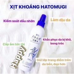 Xịt Khoáng Dưỡng Ẩm Hatomugi 250ml - Làm Sáng Da, Chiết Xuất Hạt Ý Dĩ Thích Hợp Mọi Loại Da, An Toàn, Dịu Nhẹ, Cung Cấp Ẩm Mềm Mịn