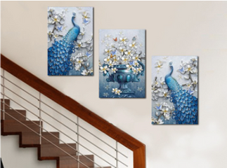 Bộ 3 Tranh Treo Tường Thiên Nhiên Hoa Lá - Trang Trí Nhà Cửa Hiện Đại, Bền Màu, Phong Cách Tinh Tế, Đa Dạng Kích Thước