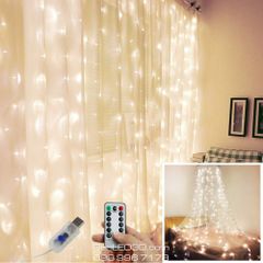 Bộ Dây Đèn LED Trang Trí Rèm Cửa Kèm Điều Khiển - Đèn Nhiều Màu Tạo Không Gian Lãng Mạn Cho Phòng Ở nhà, Tiệc Tại Gia