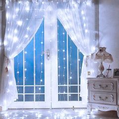Bộ Dây Đèn LED Trang Trí Rèm Cửa Kèm Điều Khiển - Đèn Nhiều Màu Tạo Không Gian Lãng Mạn Cho Phòng Ở nhà, Tiệc Tại Gia