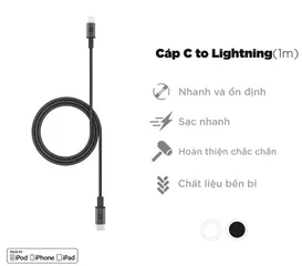 Bộ sạc Mophie 10W USB-A to Lightning cho iPhone/iPad - Sạc nhanh, tiện dụng, thay thế củ sạc Apple 5W, cáp Lightning 1M chất lượng cao