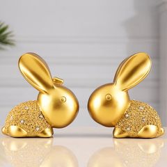 Đôi Thỏ Vàng Trang Trí Nội Thất - Tượng Cao Cấp Sang Trọng, Chi Tiết Tinh Xảo, Quà Tặng Ý Nghĩa Cho Ngôi Nhà
